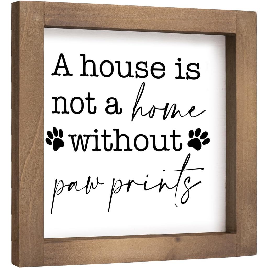 ไม้ตกแต่งสุนัขพร้อมกรอบไม้, 66 นิ้ว A House ไม่ใช่บ้านไม่มี Paw พิมพ์ป้าย, ห้องห้องน้ําห้องนอน House