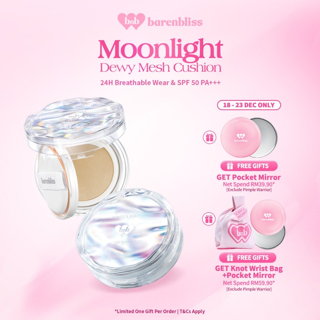 [ใหม่] BNB barenbliss Bloomdew Moonlight Dewy Mesh Cushion [Moonstone® โกลว์เอฟเฟค SPF50 PA+++ ] 15g