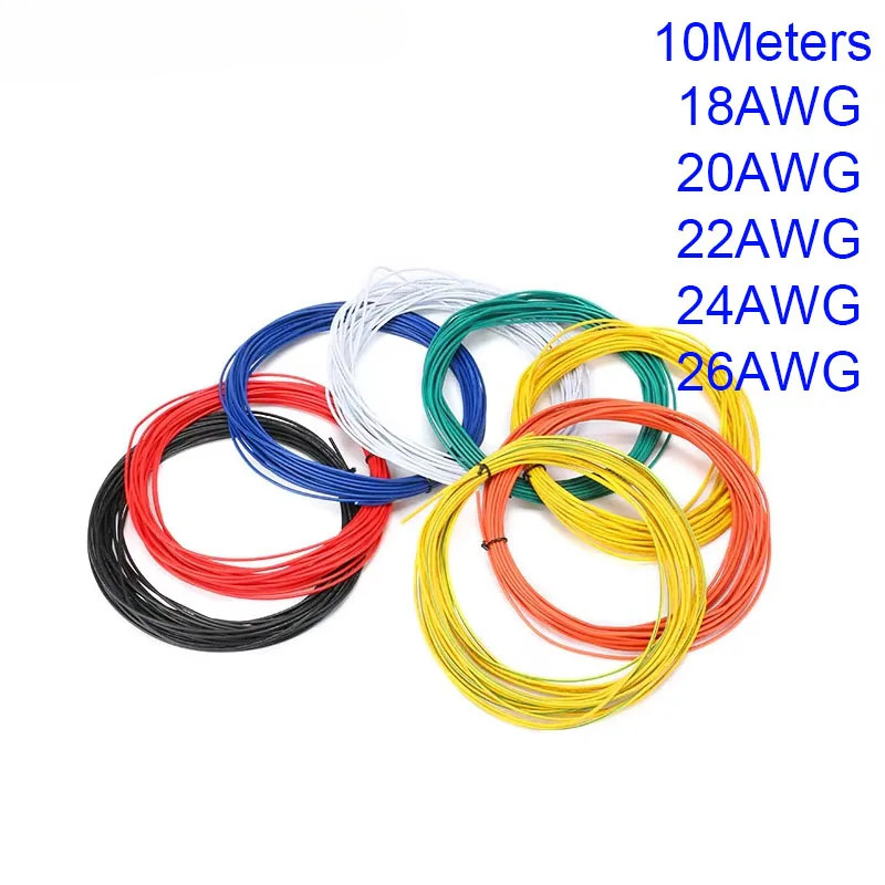 10 เมตร UL1007 ลวดทองแดงแกนเดี่ยว 18AWG 20AWG 22/24AWG 26AWG ฉนวนพีวีซีสายชุบดีบุกสายไฟฟ้า