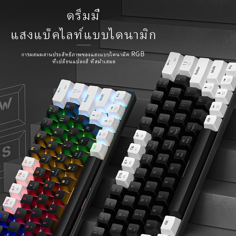 คีย์บอร์ดแบบกลไก, ZIFRIEND KA646 AG61, ไร้สาย / มีสาย, 63 คีย์, Zifriend ZA63Pro, ไฟ RGB, เหมาะสำหรั