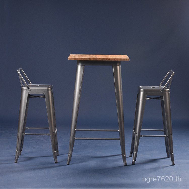 โต๊ะบาร์ Elm โต๊ะรับประทานอาหาร Negotiation Table Distressed Iron โต๊ะทํางานสามารถปรับแต่ง Cafe LOFT
