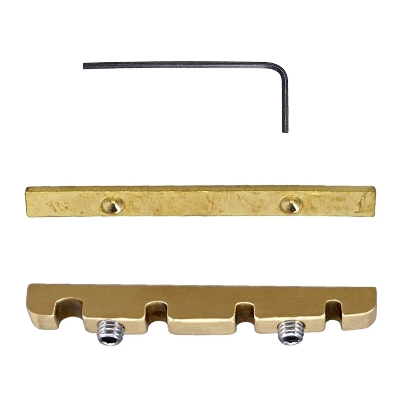 Mon เปลี่ยนน็อตทองเหลืองสําหรับกีตาร์เบสรวมแผ่นฐานอ่อนนุชคีย์ปรับความสูง Roller Grooves String Spaci