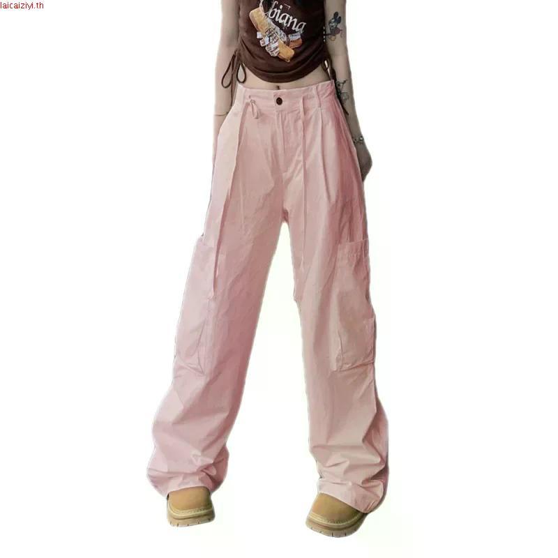 Ruo Bei Xuan กางเกงขากว้าง เอวสูง ทรงหลวม สีดํา