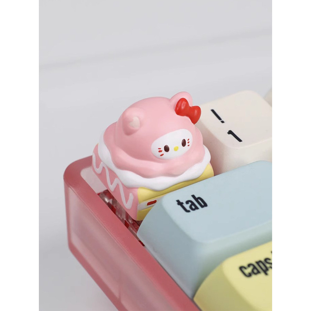 keycap ใส keycap Hello Kitty ปุ่มกดสามมิติน่ารักเรซินทํามือเดี่ยวคีย์บอร์ดเครื่องกล esc Key Sanrio K