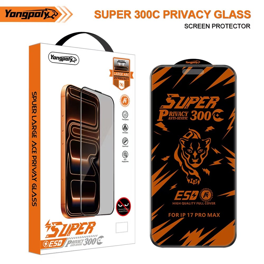 Yongpoly Super 300C Privacy ฟิล์มกันส่อง 30° ขอบโค้ง 300C | Privacy Arc GlassสำหรับiPhone XR 11 12PRO 13 14PLUS 15 16 17