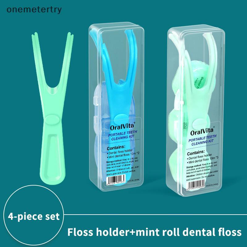 Onem 10 M Floss พร้อมผู้ถือกล่องเก็บทําความสะอาดฟัน Picks Reusable เปลี่ยน Handle Stick เครื่องมือ T