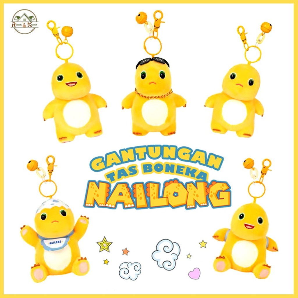 GANTUNGAN RK Cute Nailong Bag Hanger Nailong Hanger สีเหลือง Dino Hanger