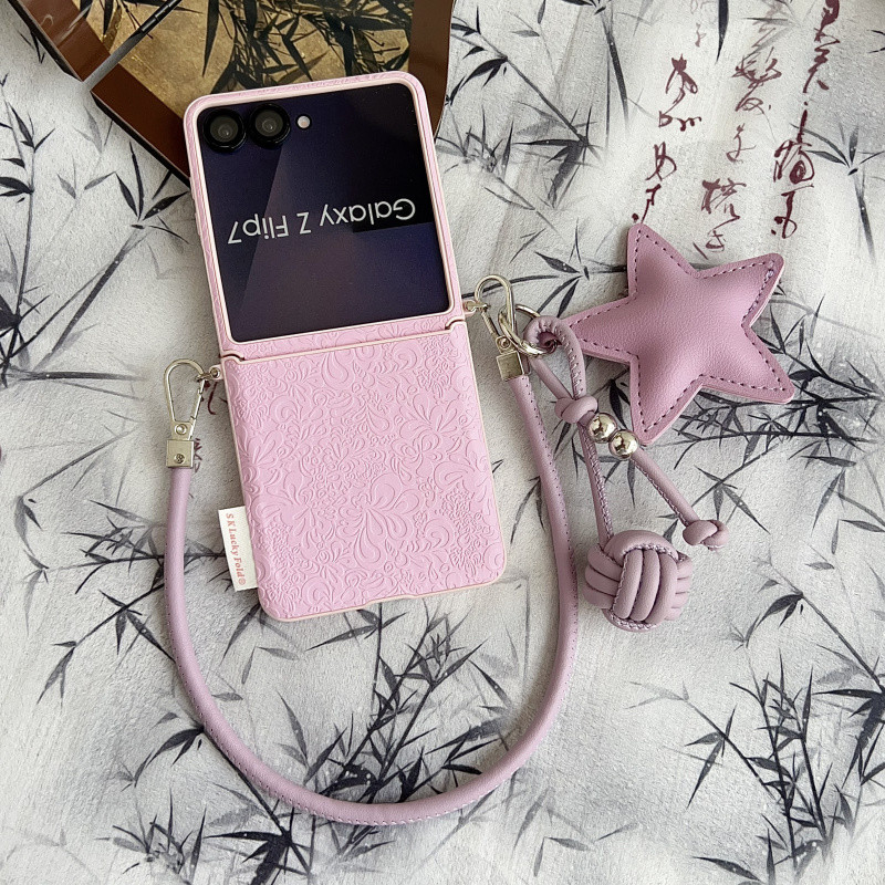 สําหรับ Samsung Galaxy Z Flip 7, เคสโทรศัพท์ดอกไม้เมฆละเอียดขายดี, ฝาครอบป้องกันป้องกันการหล่นหนังคุณภาพสูง