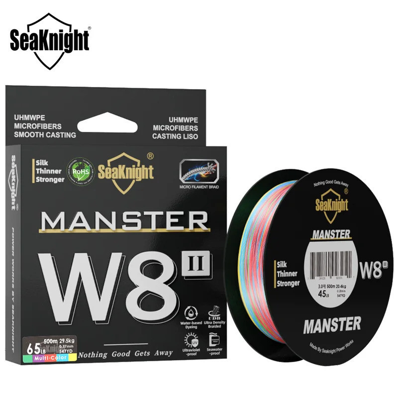 สายตกปลา SeaKnight 8 Strands 500ม., ทนต่อแสงUVและน้ำเค็م, เหมาะสำหรับการใช้งานหลากหลาย