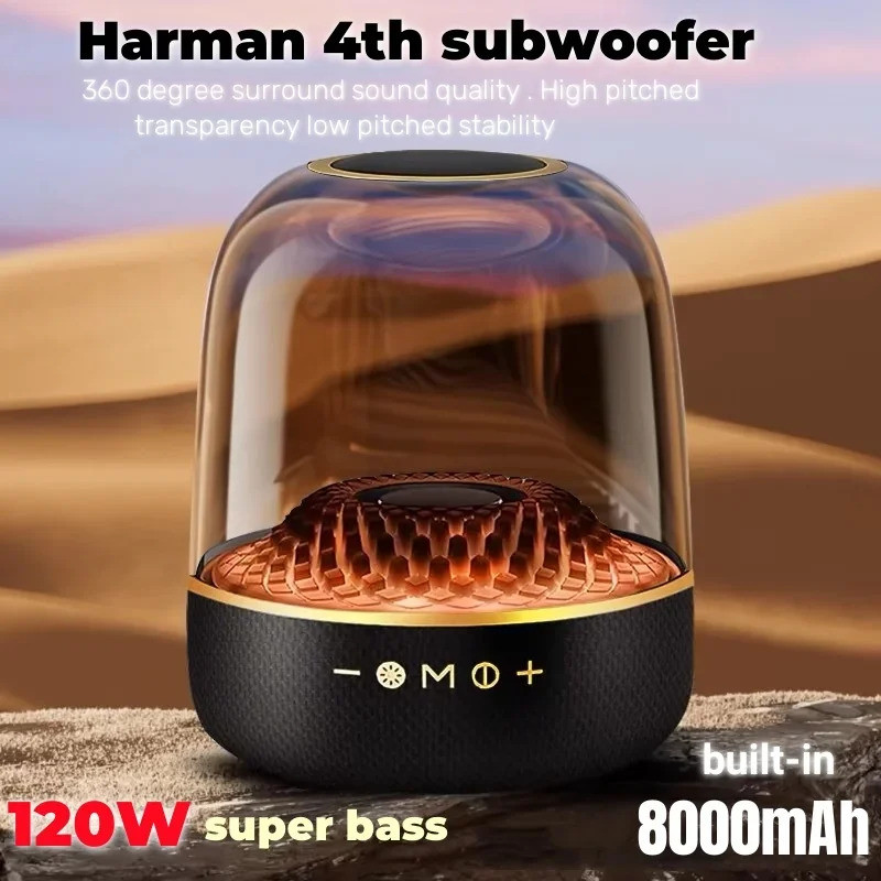 Yunyin 4th120W High Power Bass Music Box 9D Surround Sound คอลัมน์เต็มหน้าจอลําโพงโปร่งใสลําโพงบลูทู