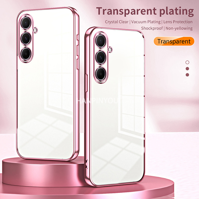 หรูหราชุบเคสโทรศัพท์แบบนุ่มใสสําหรับ Samsung Galaxy A56 A55 A54 A36 A35 A34 บางเฉียบโปร่งใส Anti-Fall กล้อง Protector ฝาครอบ Shell