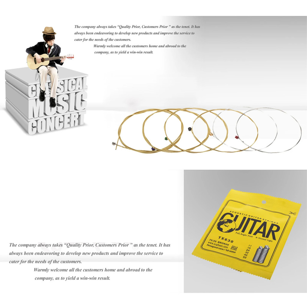 Orphee Tx630 สายกีต้าร์โปร่ง (.011-.052) 75/25 Phosphor Bronze Orphee Tx630 Orphee Guitar Strings Ac