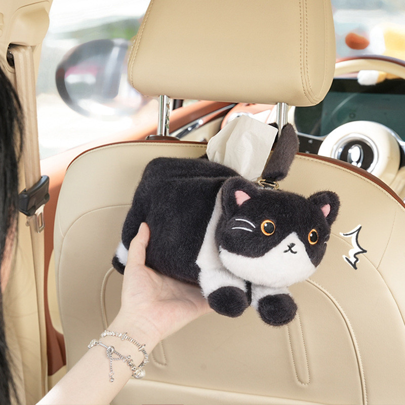 【Ready Stock】 Creative Car Armrest Box Tissue Box Cartoon Cute Car Tissue Box Hanging Car Decorative