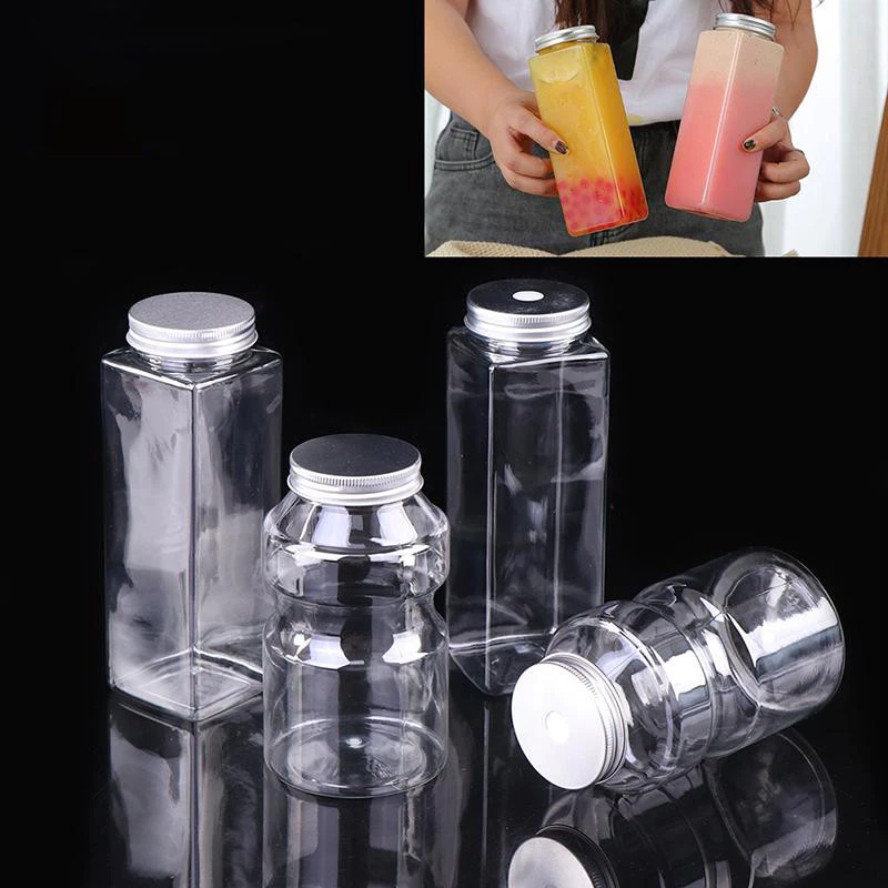 จัดส่งทันที🚀 500ml ขวดเครื่องดื่มน้ําผลไม้แบบใช้แล้วทิ้งทรงสี่เหลี่ยมชานมขวดโยเกิร์ตพลาสติก {TH}