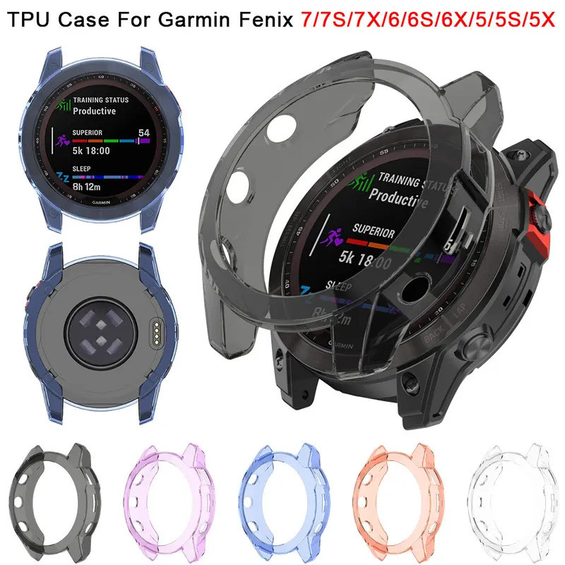 TPU สําหรับ Garmin Fenix 7 7S 7X Pro 6 6S 6X Pro 5X 5 5S โปร่งใส Protector Smartwatch ซิลิโคนกันชนฝา