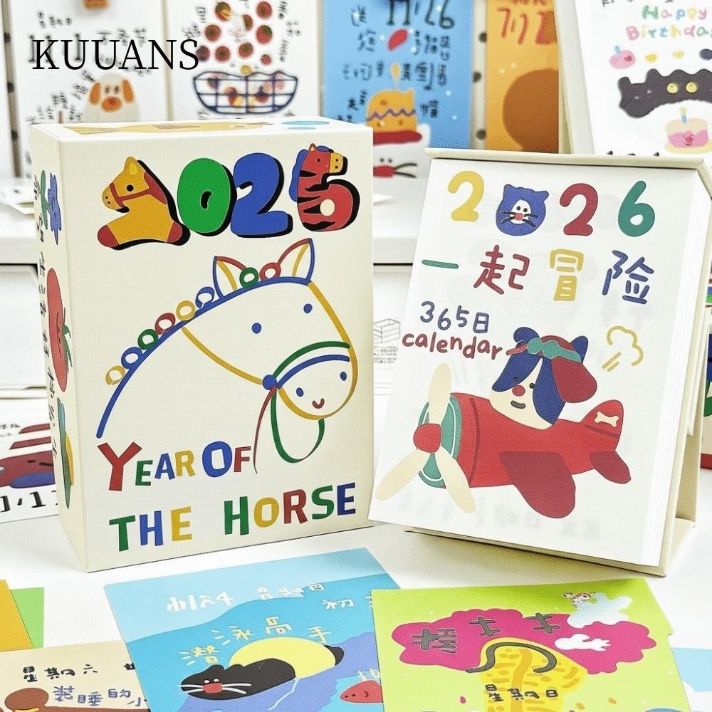 คุวนส ปฏิทินภาพประกอบกราฟฟิตีฉีกตามรายการวางแผนโน๊ตบุ๊คภาพประกอบสนุกวางแผน 365 วันสํานักงานปฏิทิน