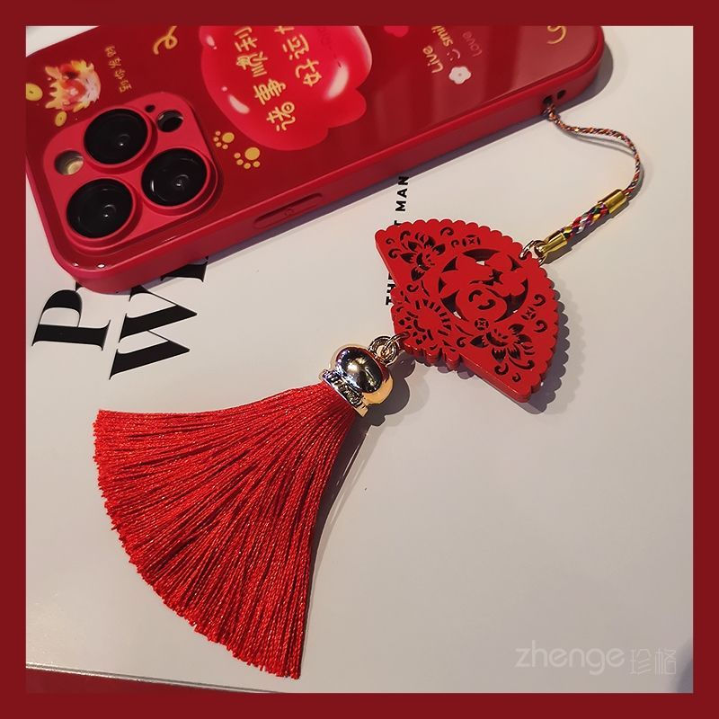 New Product#Fortune-Attracting Tassel Pendant New Year Style Phone Lanyard Short Car Keychain Orname
