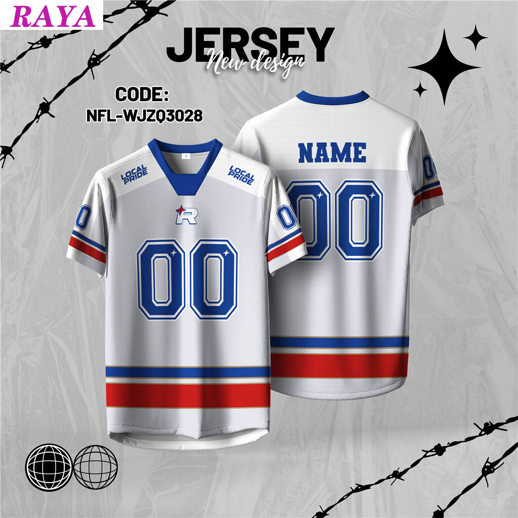 เสื้อบอล NFL เวอร์ชั่นลิมิตเต็ด อิดิชัน แขนสั้น คอเรโทร สปอร์ตส์เจอร์ซีย้อมแบบเต็มตัว โดยใช้วัสดุ My