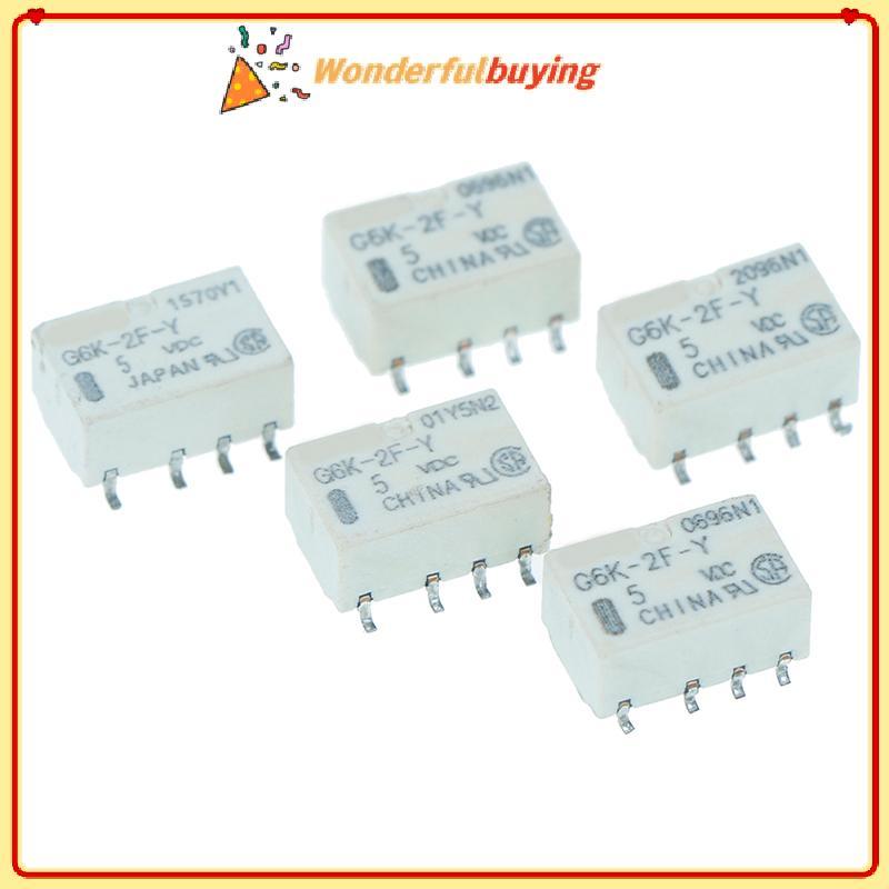 WBTH 5pcs dc 5v smd g6k-2f-y สัญญาณรีเลย์ 8pin สําหรับ omron รีเลย์ Vary
