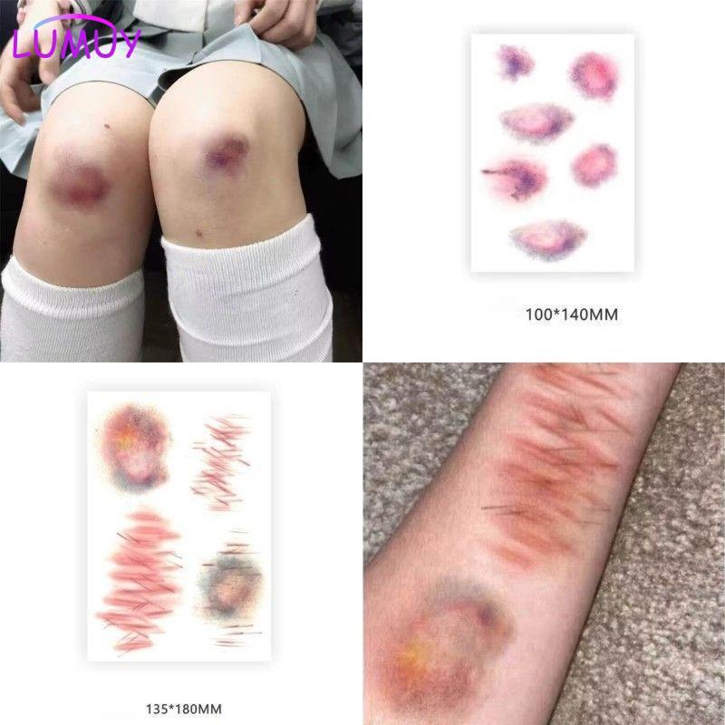 Lumuy 3D Scar Patch Arm ส่วนบุคคล Water Transfer Tattoo สติกเกอร์รอยแผลเป็น Tattoo Patch สติกเกอร์ฮา