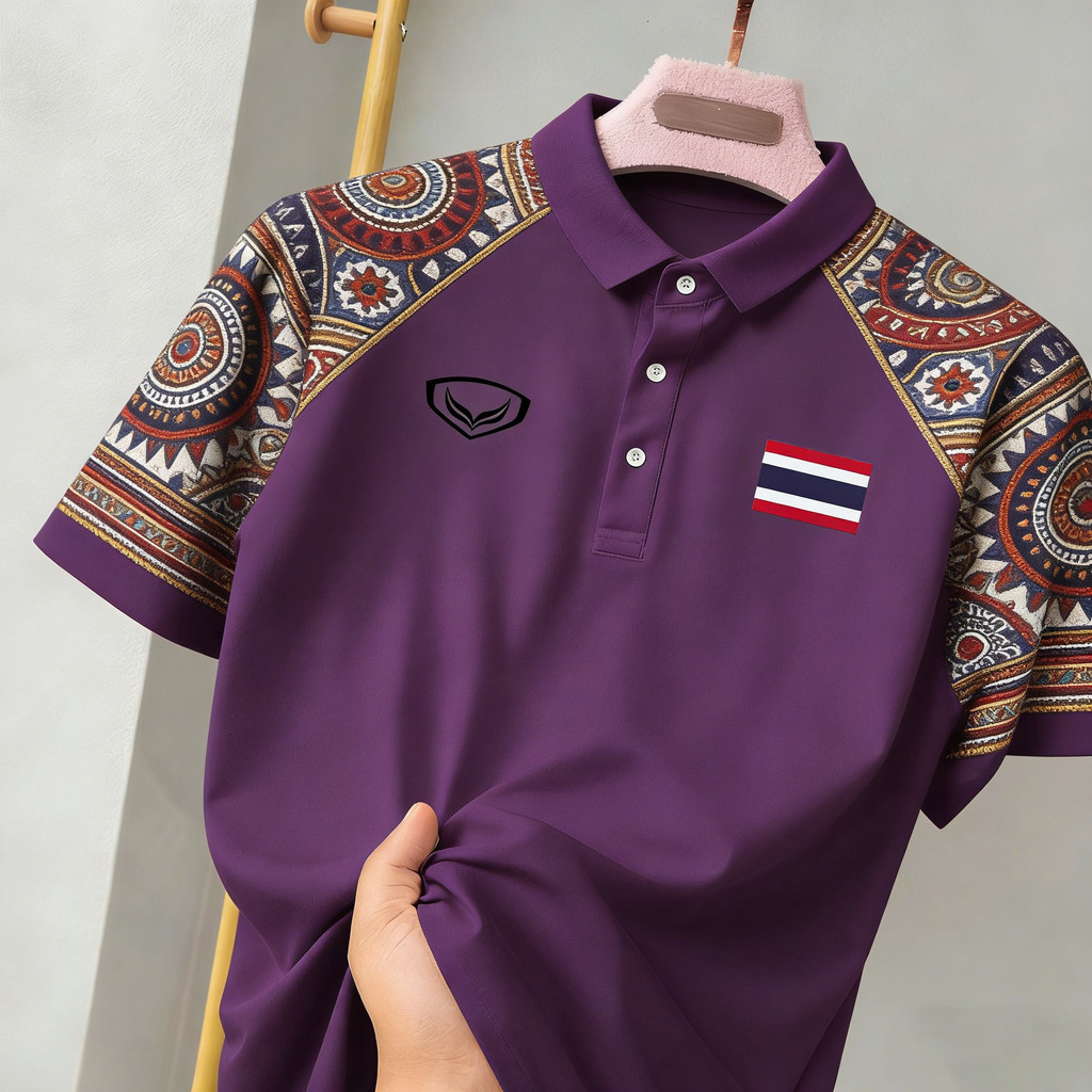 เสื้อโปโลทรงไทยลายไทยเรียบหรู สวมใส่สบาย เหมาะสำหรับชุดลำลองทุกวัน