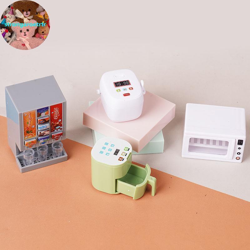 Strongaroetrtr 1/12 ตุ๊กตาจําลองเครื่องครัวขนาดเล็กรุ่น Dollhouse Air Fryer เครื่องดื่มเตาอบหม้อหุงข้าวเครื่องประดับ TH