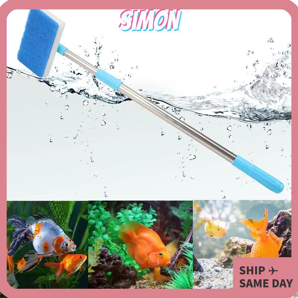 SIMON Aquarium Fish Cleaner, แปรงทําความสะอาดฟองน้ําถังสาหร่ายหน้าต่างสองด้าน, มัลติฟังก์ชั่น Super Long Handle เครื่องมือทําความสะอาดผนังด้านใน Aquarium Clean Brush