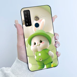 สําหรับ TCL 20 R 5G T767H กรณีน่ารัก Love Cat กระต่ายรูปแบบตลกสีดํา Soft Matte ซิลิโคนฝาครอบโทรศัพท์สําหรับ TCL 20R 5G ปลอก