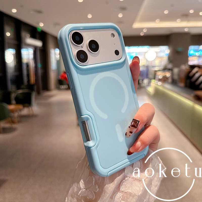 เกราะ เคสโทรศัพท์สีฟ้าน้ําแข็งแม่เหล็ก 2-ใน-1 เหมาะสําหรับ ไอโฟน 17/16/15/14/13 รวมทุกอย่างฝาครอบซิลิโคนป้องกันการตกหนาฝ้า