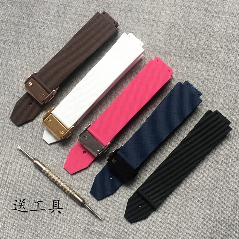 Striped Silicone Watch Strap Substitute for Hublot HUBLOT Rubber watch strap Big Bang Women's 21*14m
