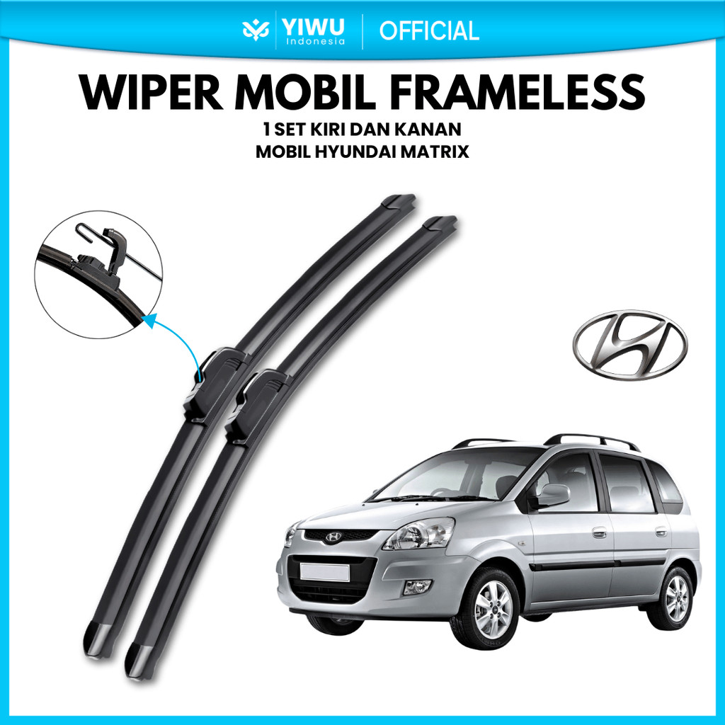 ที่ปัดน้ําฝนรถยนต์ Hyundai Matrix Frameless รุ่นยางกล้วย 1 ชุดน้ํายาทําความสะอาดกระจกหน้ารถคู่ซ้ายแล