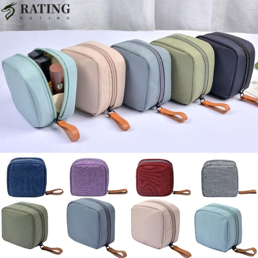 RATIN กระเป๋าเครื่องสําอาง, ที่เก็บของในบ้าน Small Mouth Red Bag, Fashion Multi-Purpose Portable Coin Bag Home