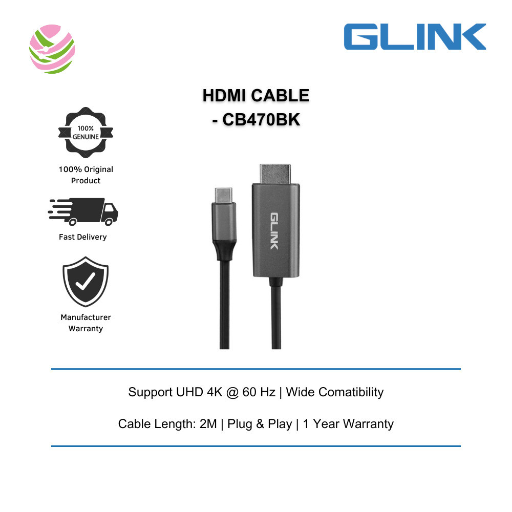 GLINK (GL-067) -2M TPYE-C TO HDMI 4K/60HZ - CB470BK