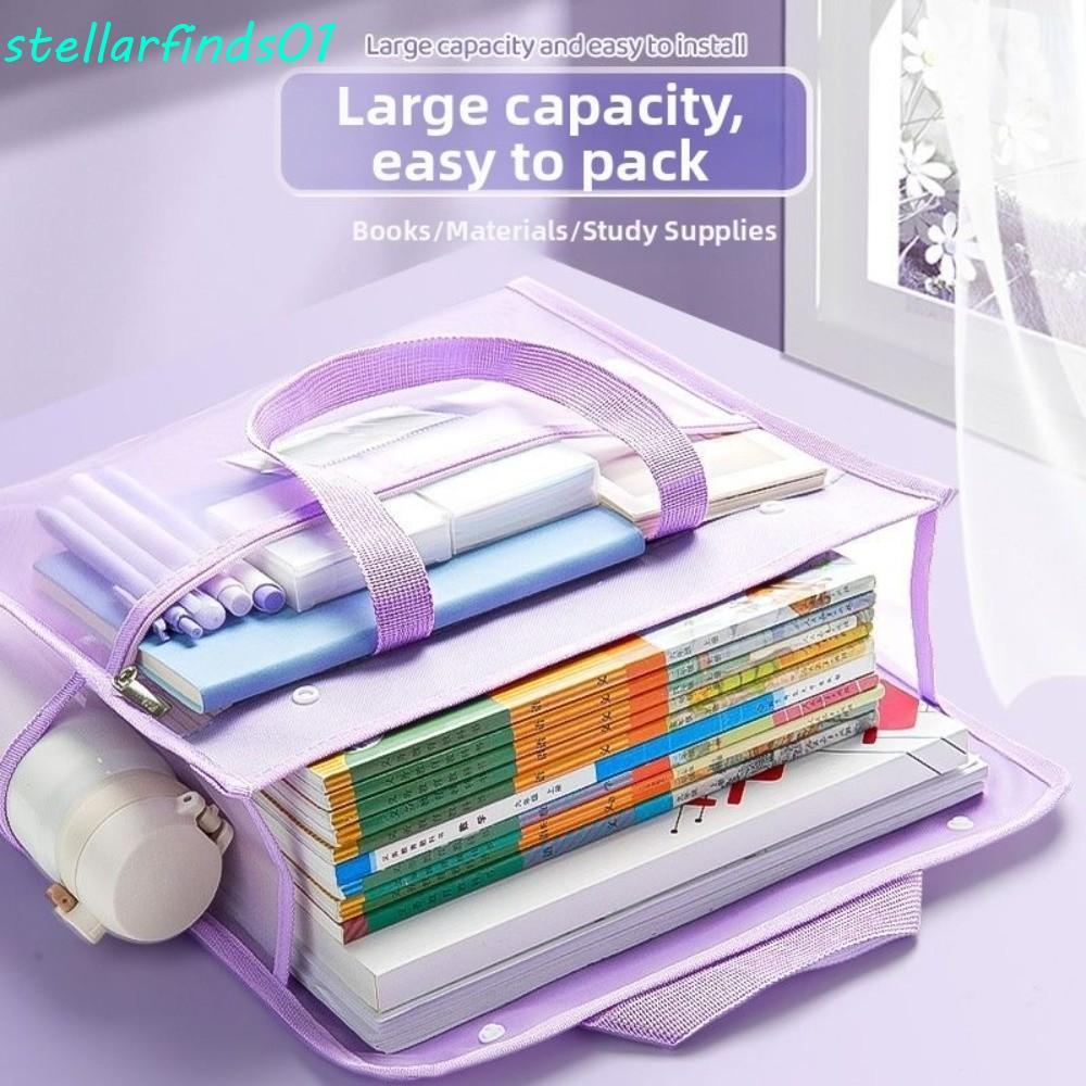 STELLARFENDS Multi-Functional ถุงตาข่าย, Snap Closed A4 Test Paper Bag, Casual Tote กระเป๋าไหล่กระเป