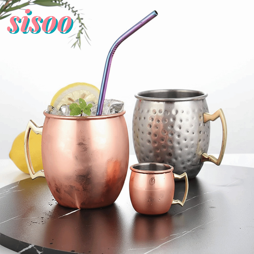 SIO ค้อนถ้วยจุด, 500ml Moscow Mule ถ้วยแก้ว,ที่แข็งแกร่ง Riveted จับหนาเรียบแปรงลักษณะ Moscow Mule แ
