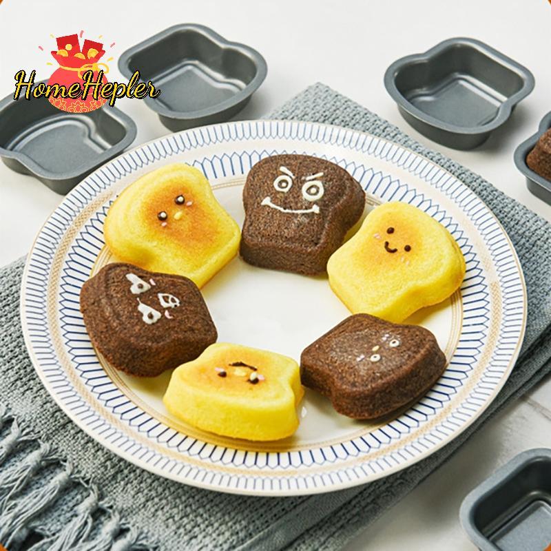 HomeHepler 1/6 ชิ้นขนมปังปิ้งขนมปังรูปแบบเหล็กคาร์บอนเค้กแม่พิมพ์ Madeleine มัฟฟินเค้ก Pan Jam แซนวิชขนมอุปกรณ์ครัว Gadgets ใหม่