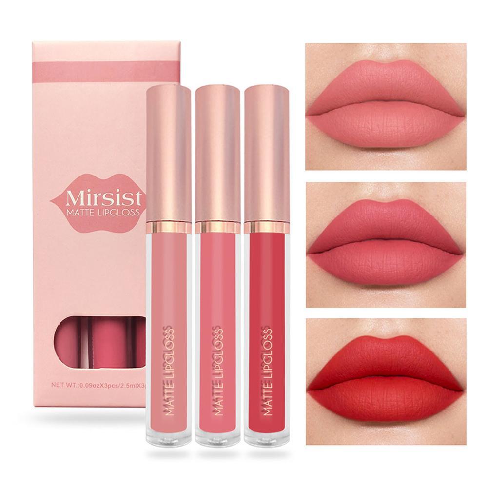ลิปสติกลิปกลอสแมทท์กํามะหยี่กันน้ําให้ความชุ่มชื้นติดทนนาน 4 สี