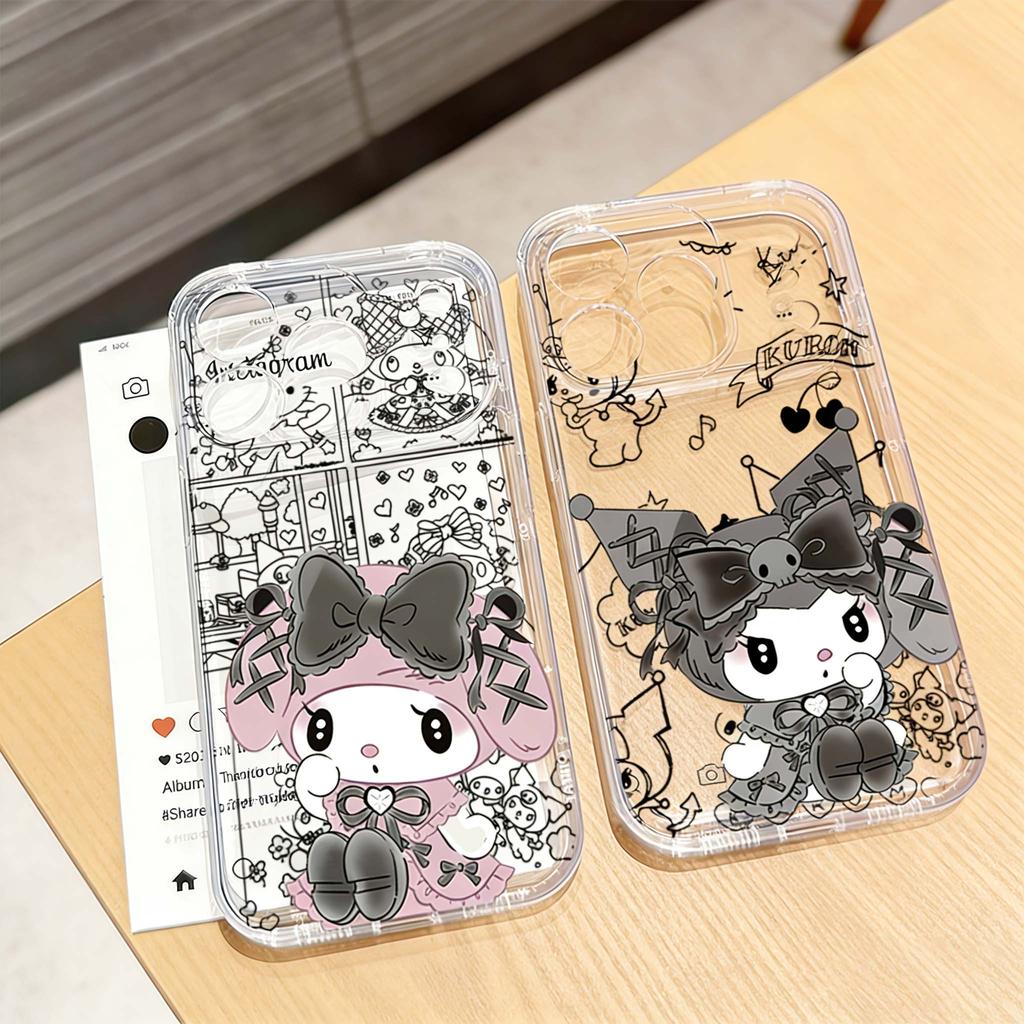 น่ารัก My Melody Kuromi สําหรับ IPhone 11 12 13 14 Pro Max 8X X XS XR 7 8 6 6s Plus 7 8 SE ปลอกร้อน 