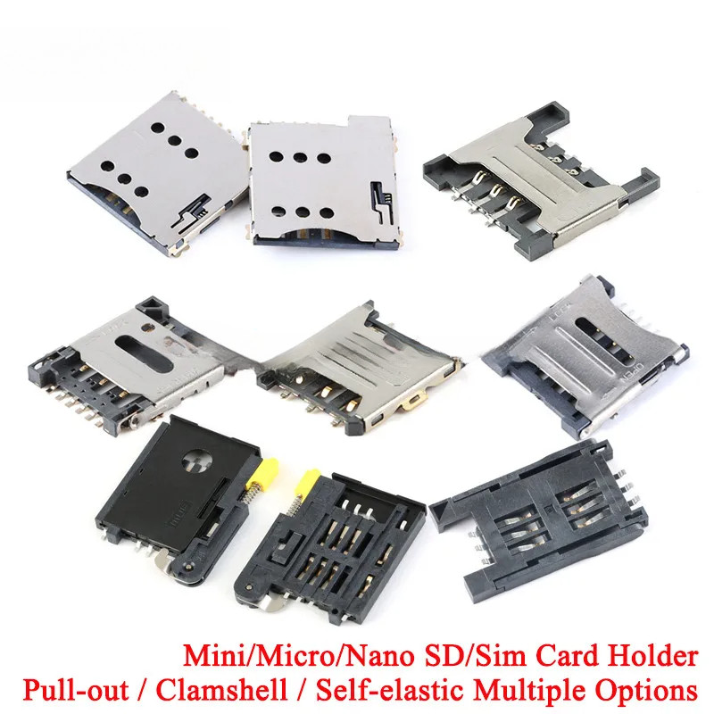 5-20 ชิ้น Mini/Micro/Nano SD/SIM Card Holder 6/7/8/9/10Pin Sim Slot Socket Connector Push/Self-Elast
