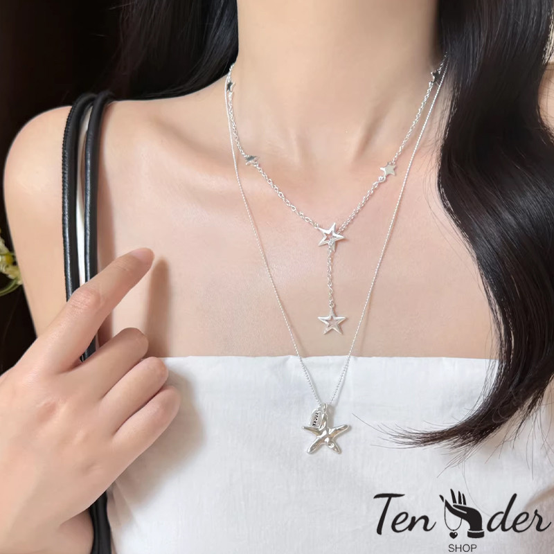 COD-ส่งเร็วจากไทย🎀สร้อยคอ รูปดาว หรูหราแสง ระดับไฮเอนด์ ปรับขนาดได้ โซ่ไหปลาร้า สำหรับผู้หญิง เครื่องประดับ-Ten
