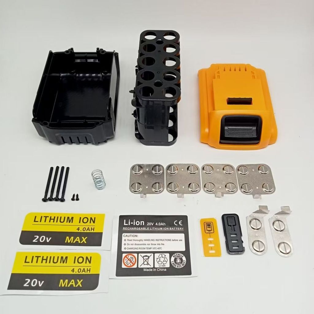 เหมาะสําหรับบอร์ด DeWalt 18V Ten-Core 18650 เครื่องมือไฟฟ้าเจาะมือแบตเตอรี่เปลือกขนาดใหญ่วัสดุฝาครอบด้านบนปุ่มสีเหลืองสีดํา