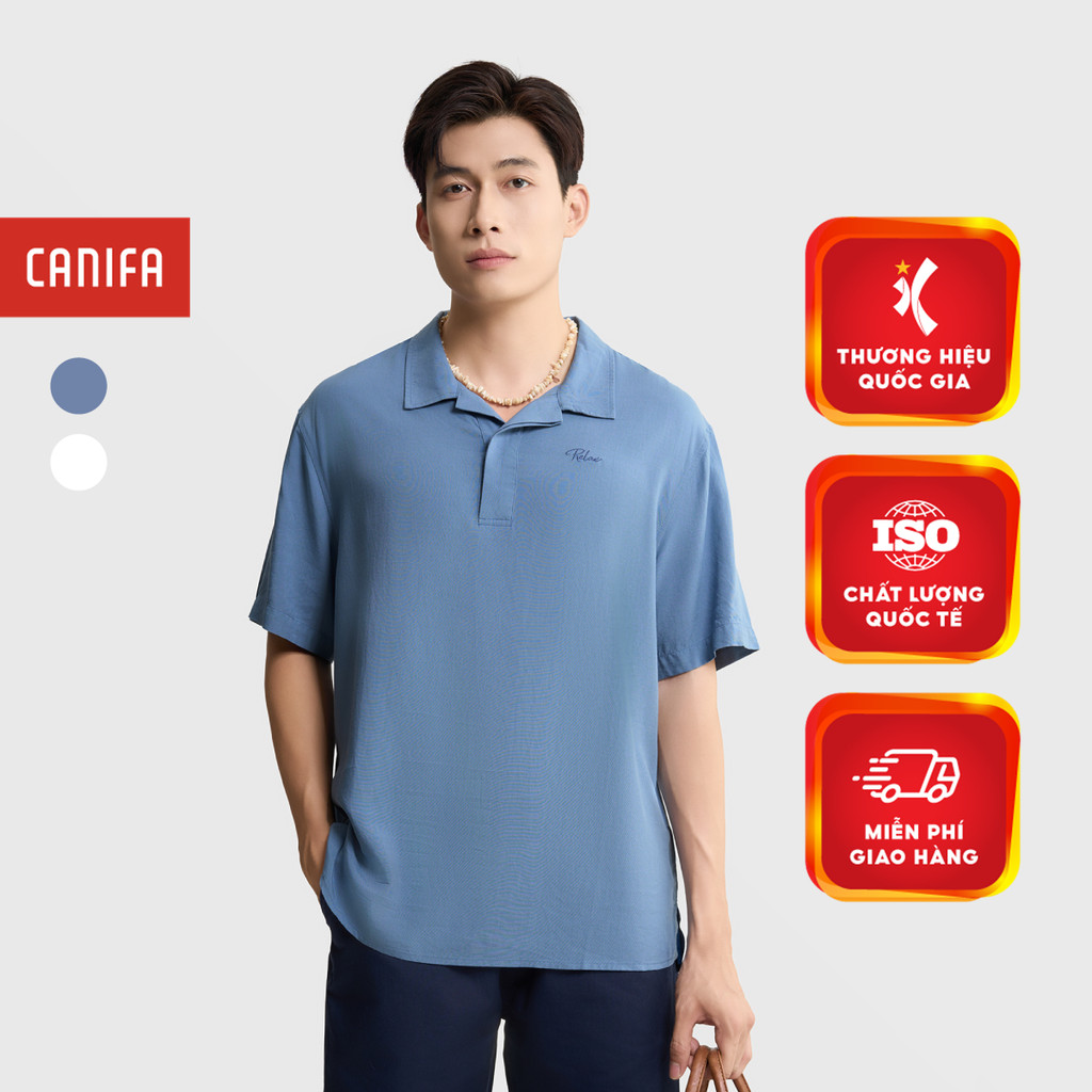 CANIFA เสื้อโปโลผู้ชาย แขนสั้น เยอรมันโบราณ เสื้อคอเต่า 8TH25S001