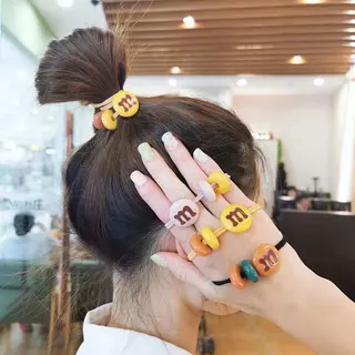 ยางมัดผม M&M หนังยางมัดผมสีสันสดใส เครื่องประดับผมสไตล์น่ารัก สำหรับผู้หญิง พร้อมส่ง