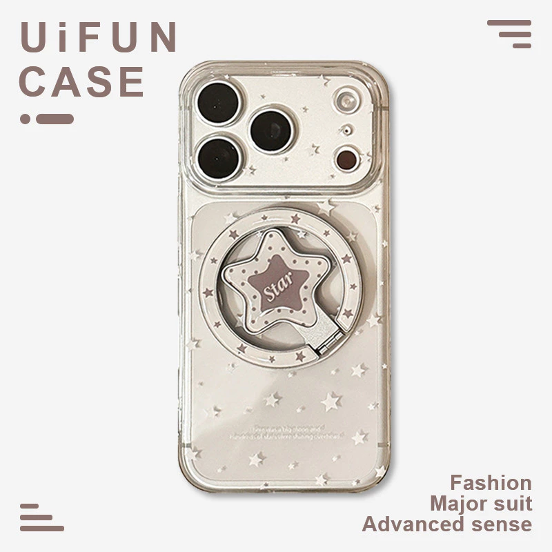 พร้อมสต็อกพับดาวยึดเคสโทรศัพท์แม่เหล็กโปร่งใสเข้ากันได้สําหรับ ไอโฟน 17 16 15 14 13 12 มือโปร สูงสุด 17โปรแม็กซ์ ช็อกหลักฐาน ทีพียู ปกหลังเปลือก