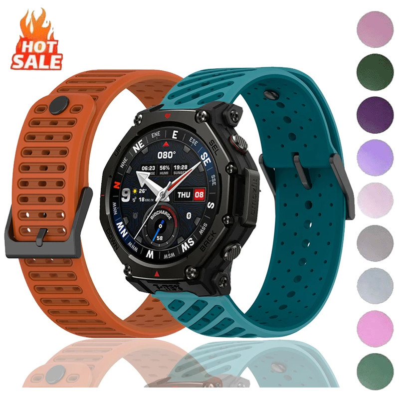 ซิลิโคนกีฬาสําหรับ Huawei GT2/3/4/5 Pro 46 มม., Suunto 2 Race/2 Run/5, Redmi 3/5 Active/3 Lite, Amazfit T-Rex 3 Pro 48 มม.