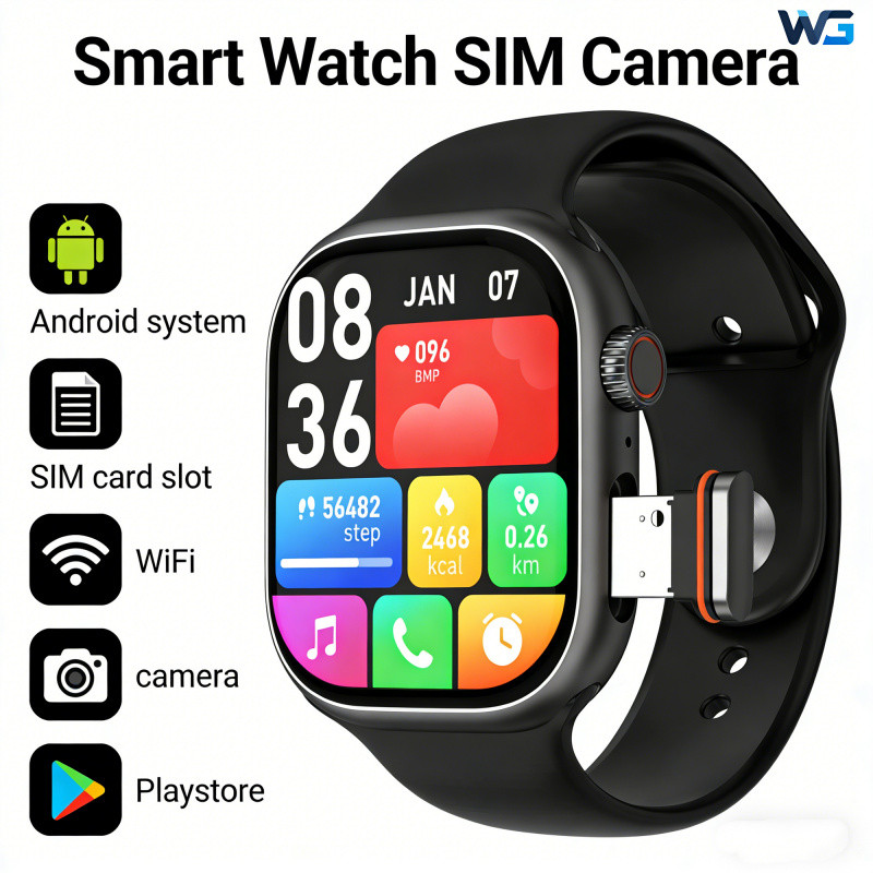 2026 ใหม่ 4G Android สมาร์ทวอท์ชพร้อมช่องเสียบการ์ดซิมและ WiFi AMOLED CD20 CD99 Smartwatch Playstore