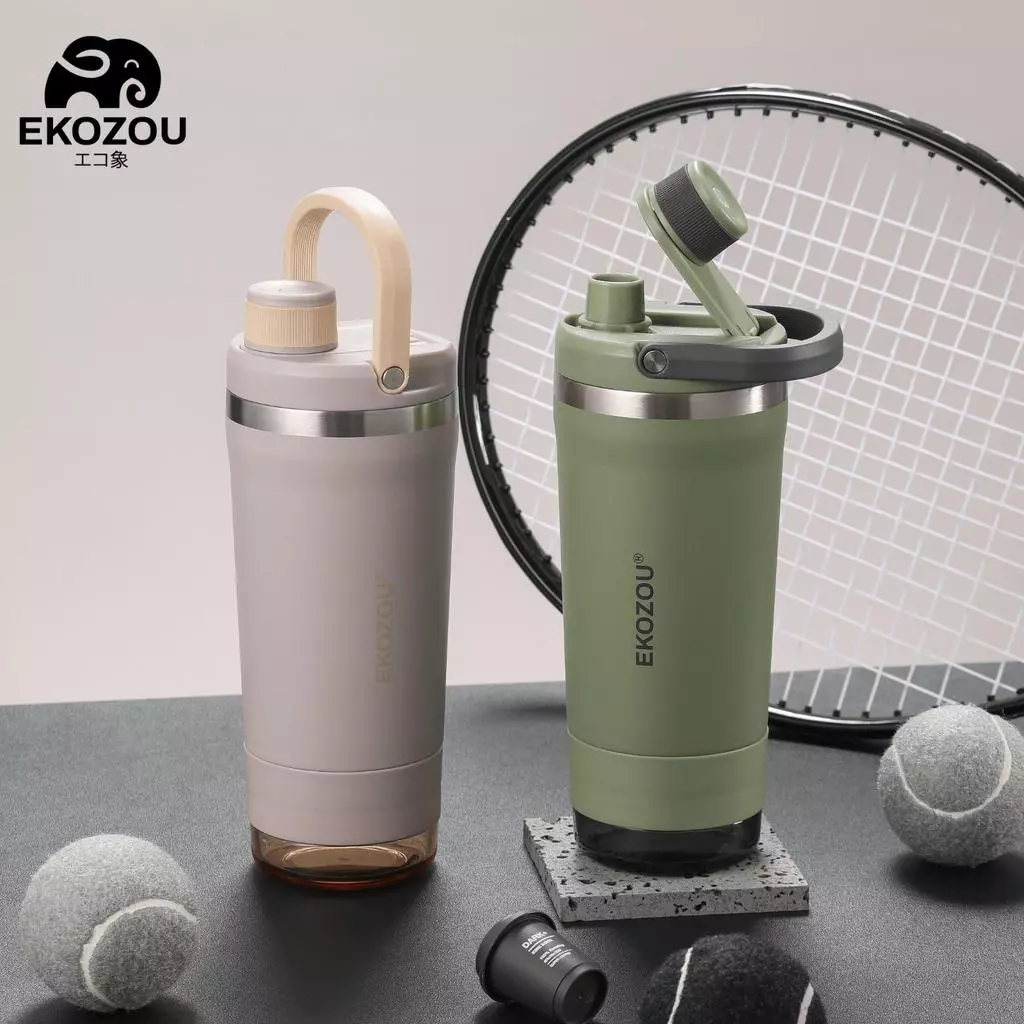EKOZOU แก้วเชคสแตนเลส 304 ขนาด 720 ML พร้อมช่องใส่ผงโปรตีน thumbnail 3