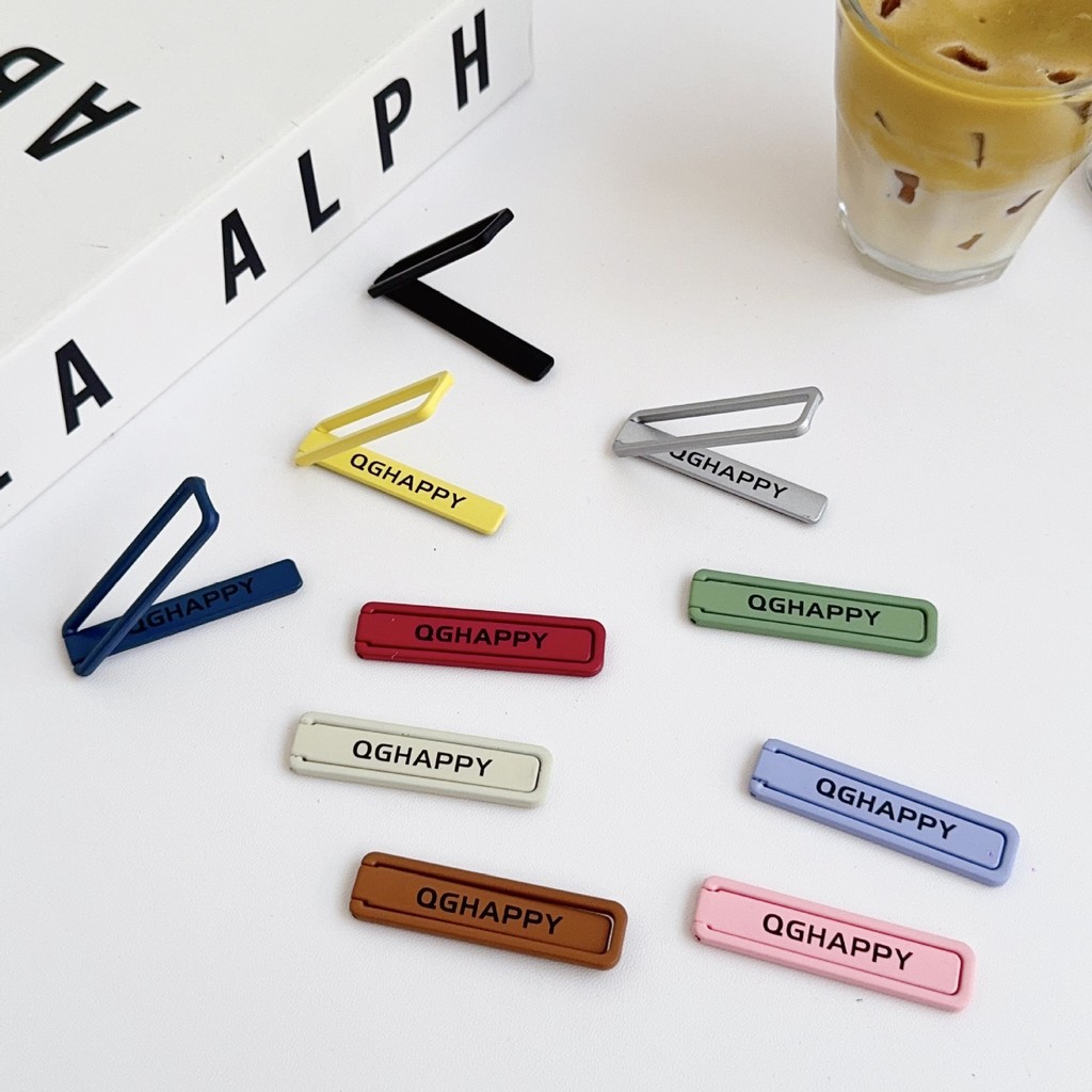 QGHAPPY ที่วางสติกเกอร์ด้านหลังที่มองไม่เห็นโลหะพับได้แบบพกพาเคสโทรศัพท์จับคู่ Universal Ultra-Thin 
