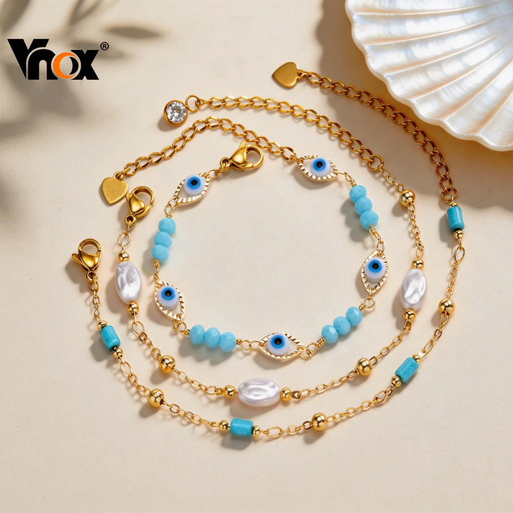 สร้อยข้อมือ Pearl Turquoise แบบ Boho Chic สำหรับผู้หญิง