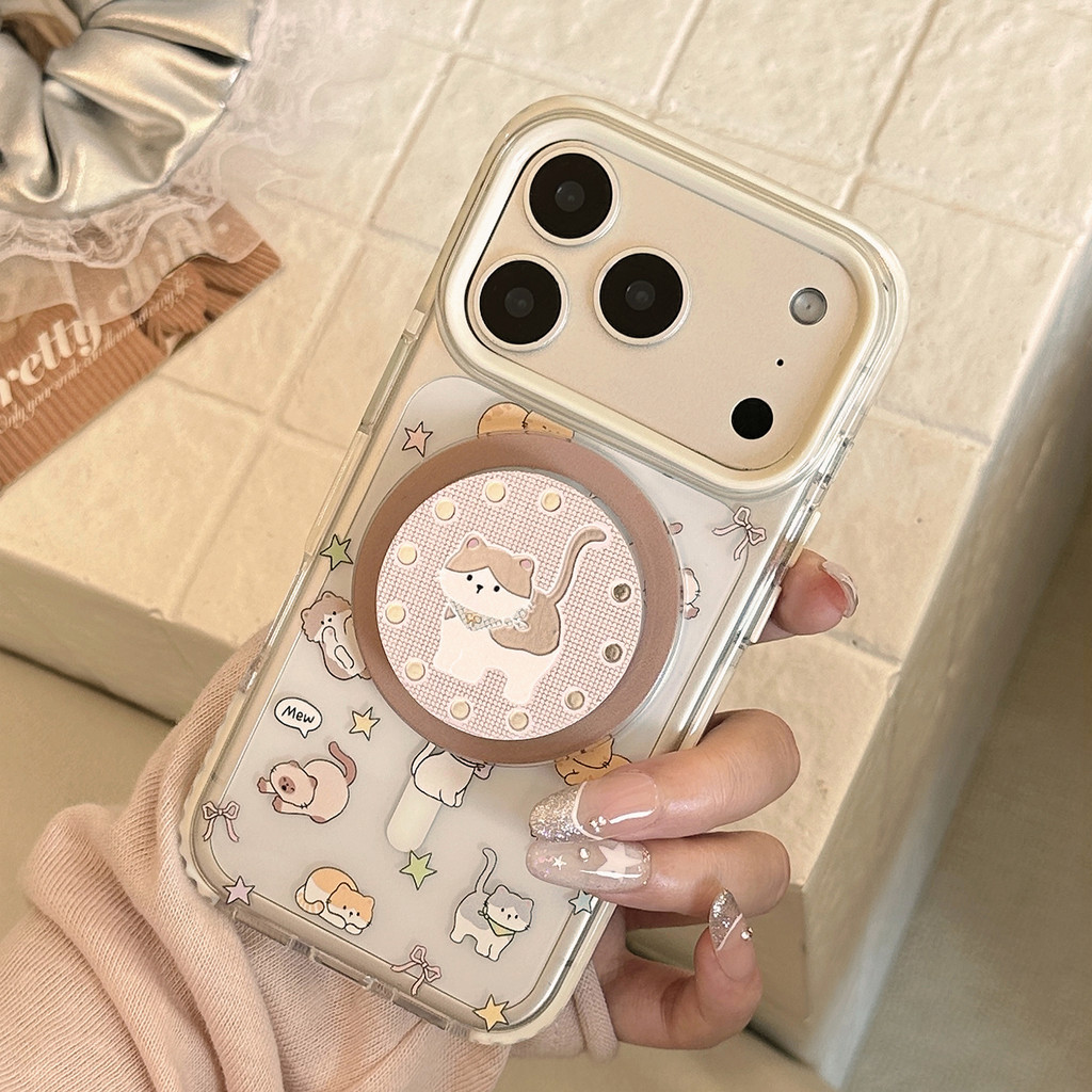 แมวน้ําผึ้งพร้อมขายึดเหมาะสําหรับ ไอโฟน 17โปรแม็กซ์ เคสโทรศัพท์ แอปเปิล 16/15/14/13/12 พื้นผิวมันวาว